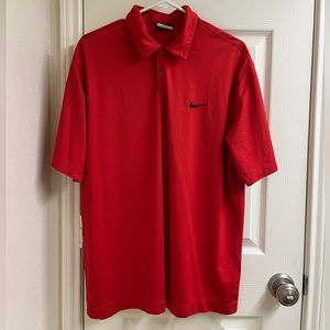 Nike red Golf pro collar polo shirt PGA tour tiger woods
